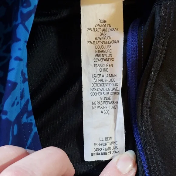 L.L. Bean skirted Bathing suit dress in blue floral - Picture 7 of 8